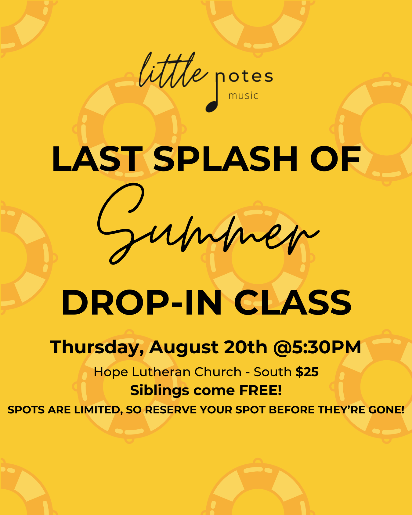 Last Splash of Summer Drop-In Class